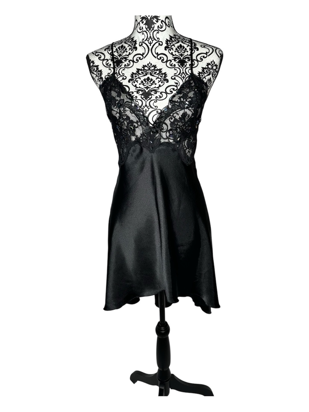 Shirley of Hollywood Black Lace Slip Dress Size Large